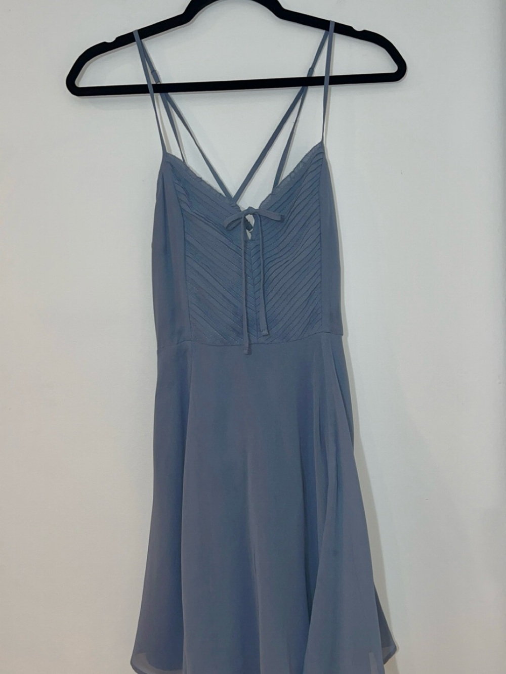 Abercrombie & Fitch Corset Dusty Blue V-Neck Spaghetti-Strap Mini Dress